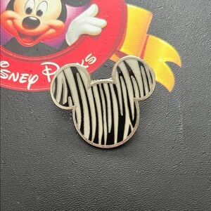 Disney Mickey Mouse Striped Black and White Pin
